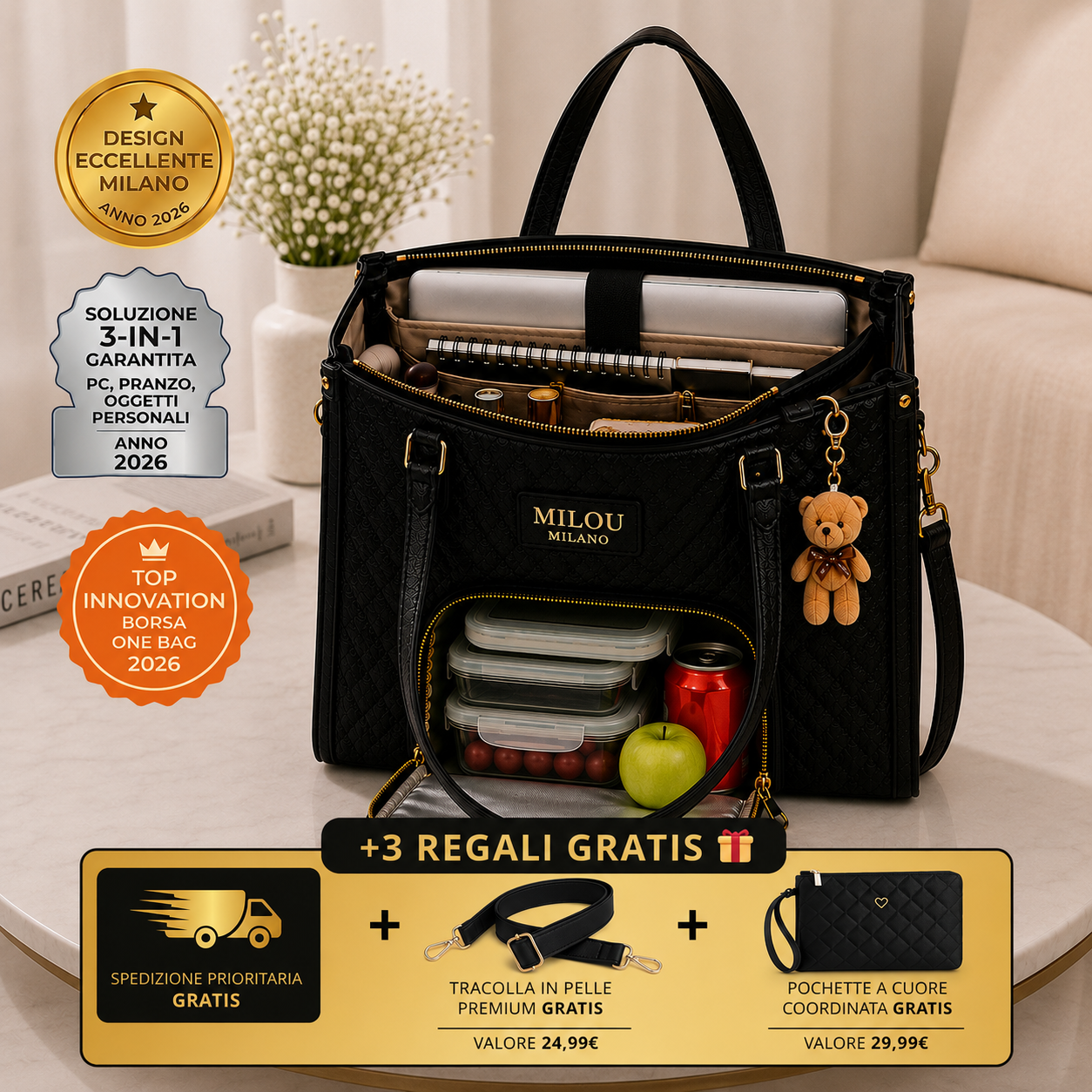 Milou Milano - OneBag™ 3 in 1 + Pochette e Tracolla in REGALO