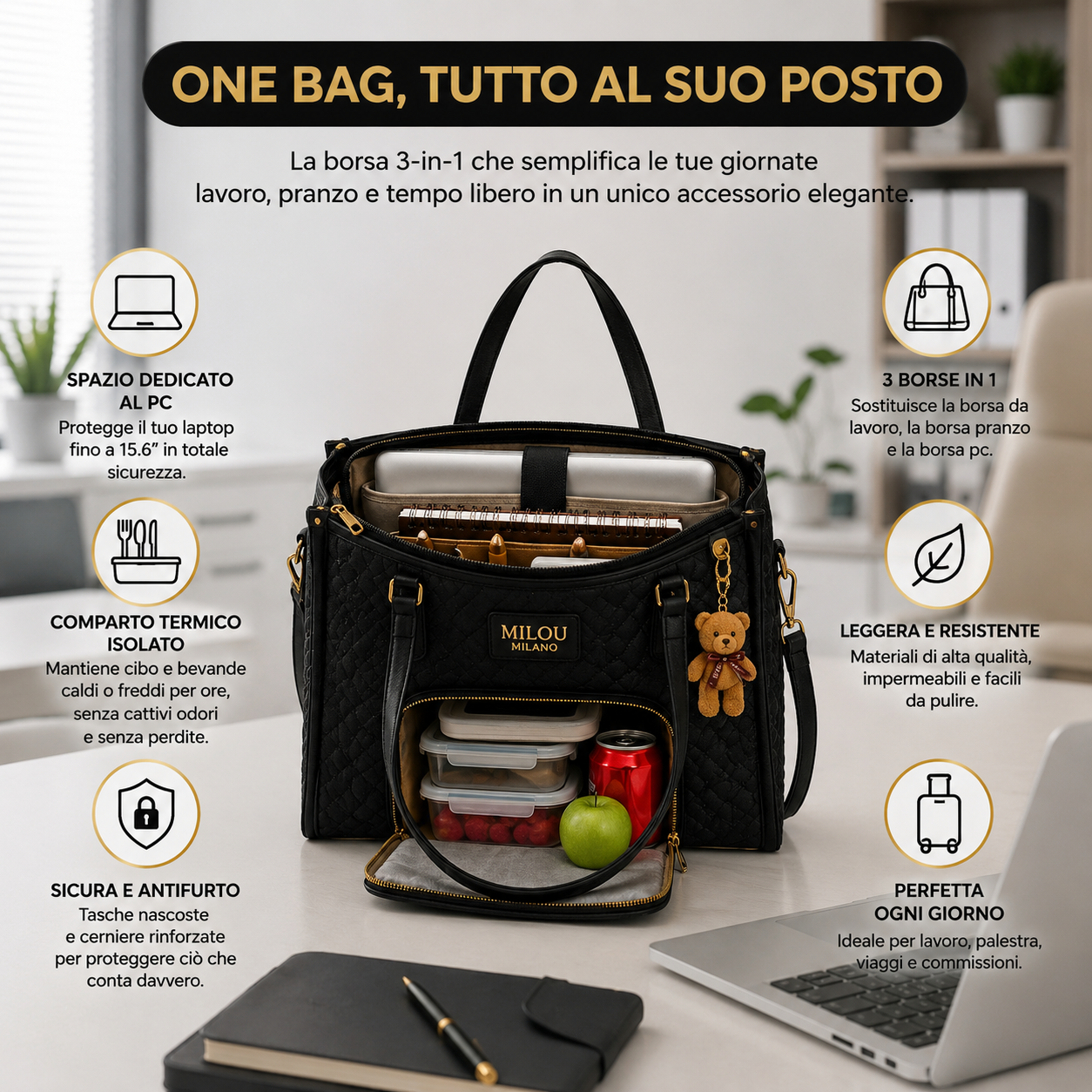 Milou Milano - OneBag™ 3 in 1 + Pochette e Tracolla in REGALO